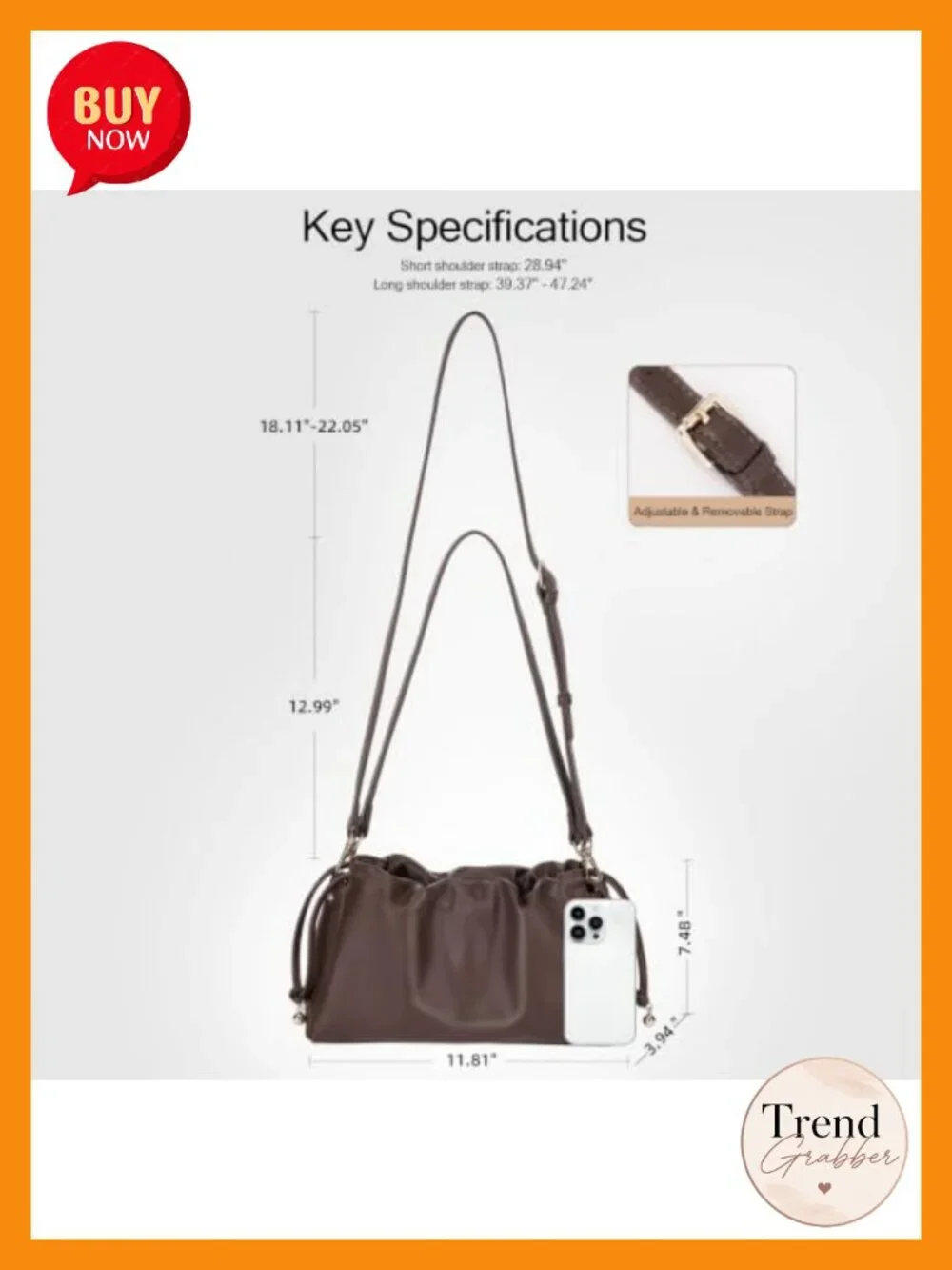 Vegan Leather Hobo Handbag Crossbody Shoulder Bag with Adjustable Strap